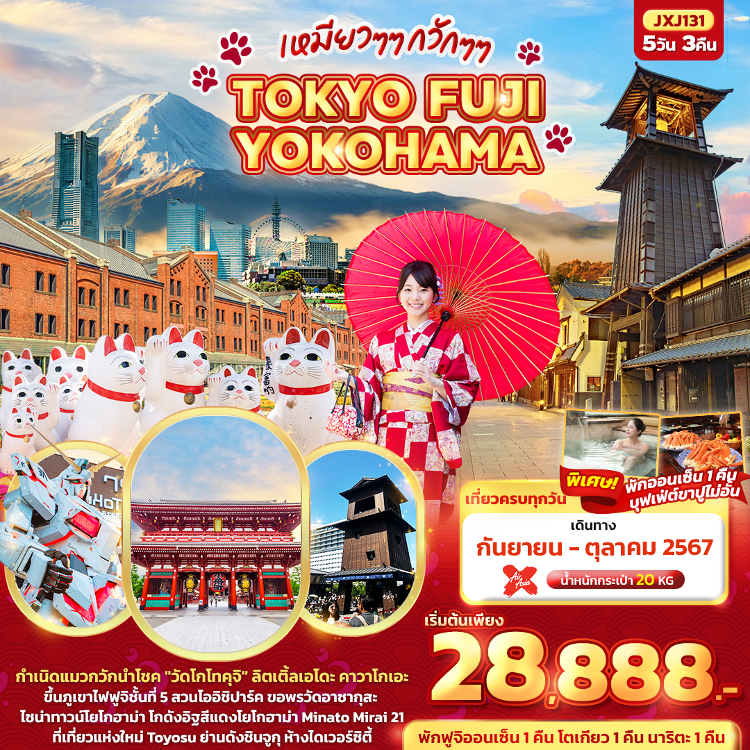 เหมียวๆๆ กวักๆๆ TOKYO FUJI YOKOHAMA 5วัน 3คืน ก.ย.-ต.ค.67